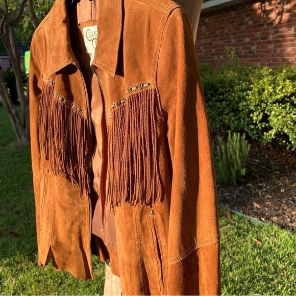 Cripple creek leather suede fringe western jacket leather lacing RTL $395 S VGUC - Picture 3 of 10